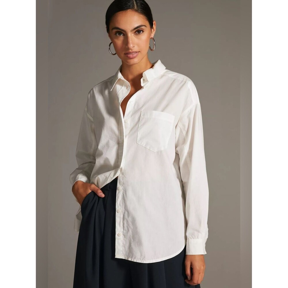 Pilcro Natural White Oversized Cotton Shirt Sz XL Closet Staple Minimalist Chic - Picture 14 of 14